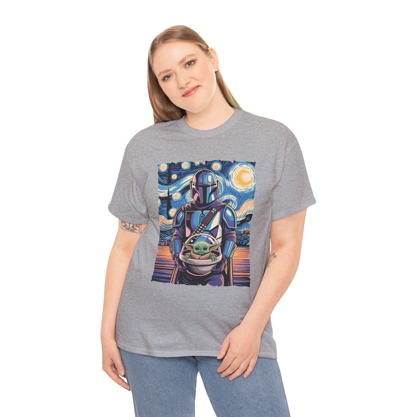 Star Wars The Mandalorian & The Child Starry Night Style T-Shirt