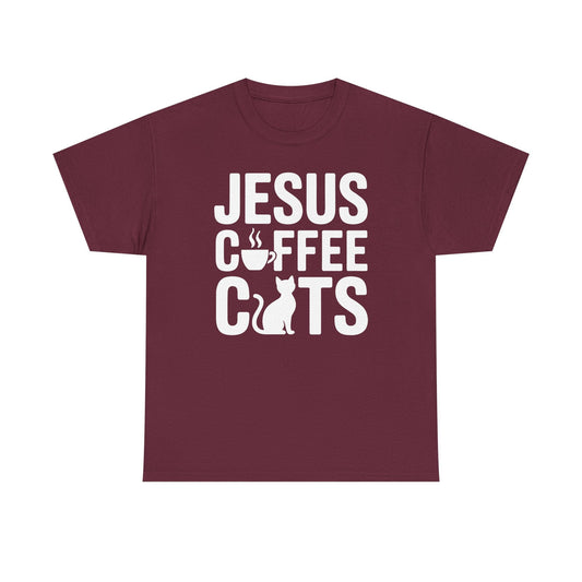 Christian Jesus, Coffee, Cats - Religous Cat Caffeine Lover T-Shirt
