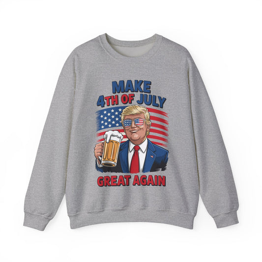 Trump Make 4th of July Great Again Men Drinking Beer Funny Sweatshirt