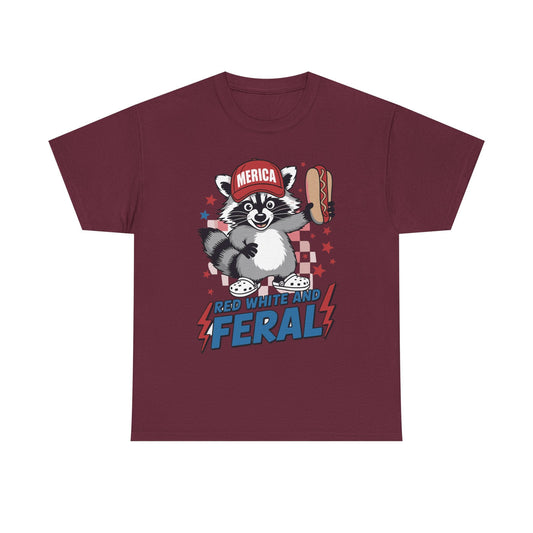 Red White And Feral Raccoon 4th of July Saying Meme T-Shirt