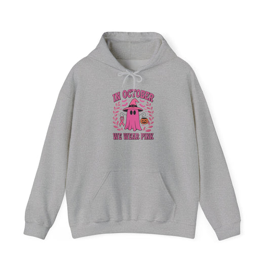 In October We Wear Pink Breast Cancer Awareness Halloween Hoodie