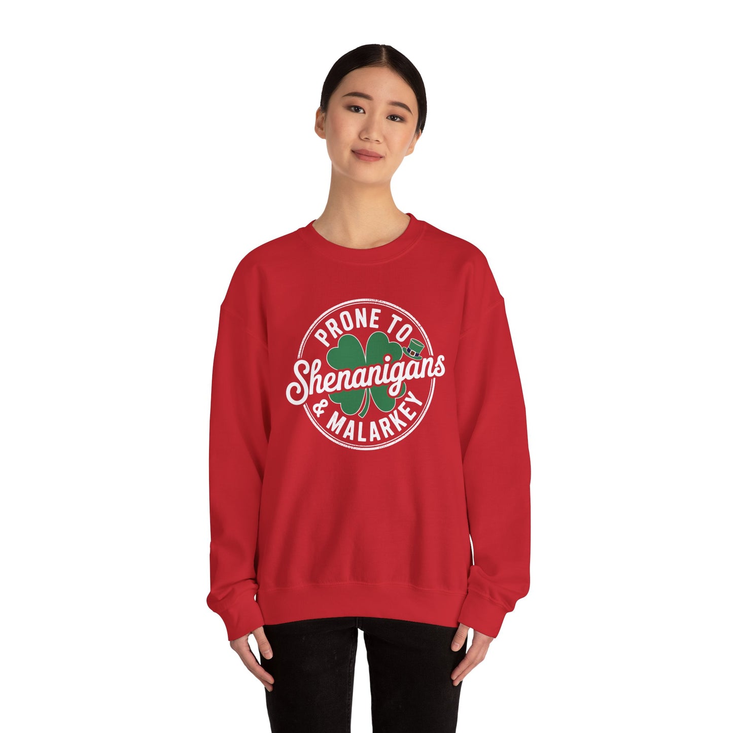 Prone to Shenanigans & Malarkey Fun Clovers St Patrick's Day Sweatshirt