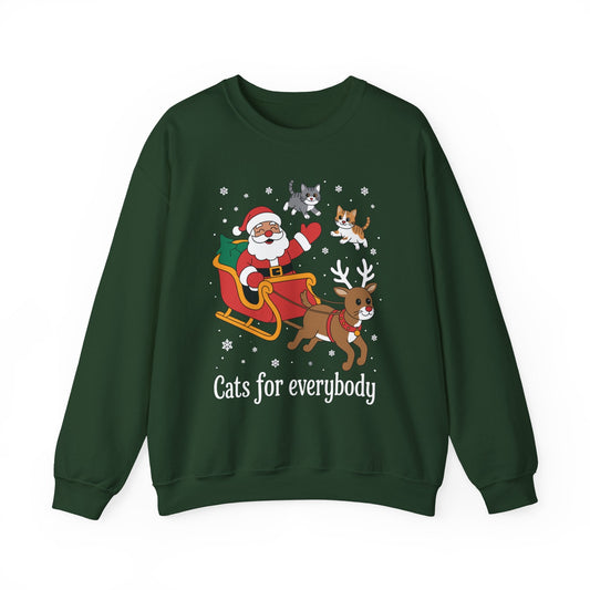 Cats For Everybody Christmas Cat Funny Xmas Women Santa Sweatshirt