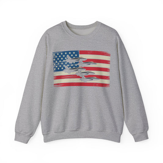 Vintage American Flag USA Fighter Jets 4th of July Patriotic Sweatshirt