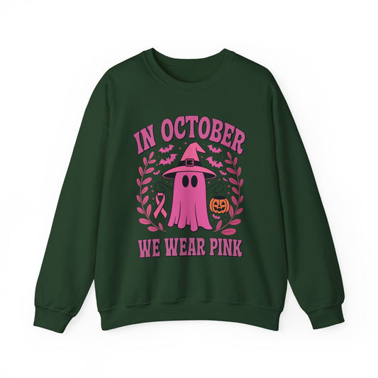 In October We Wear Pink Breast Cancer Awareness Halloween Sweatshirt