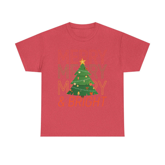 Merry and Bright Christmas Tee Cute Holiday Shirt for Men and Women