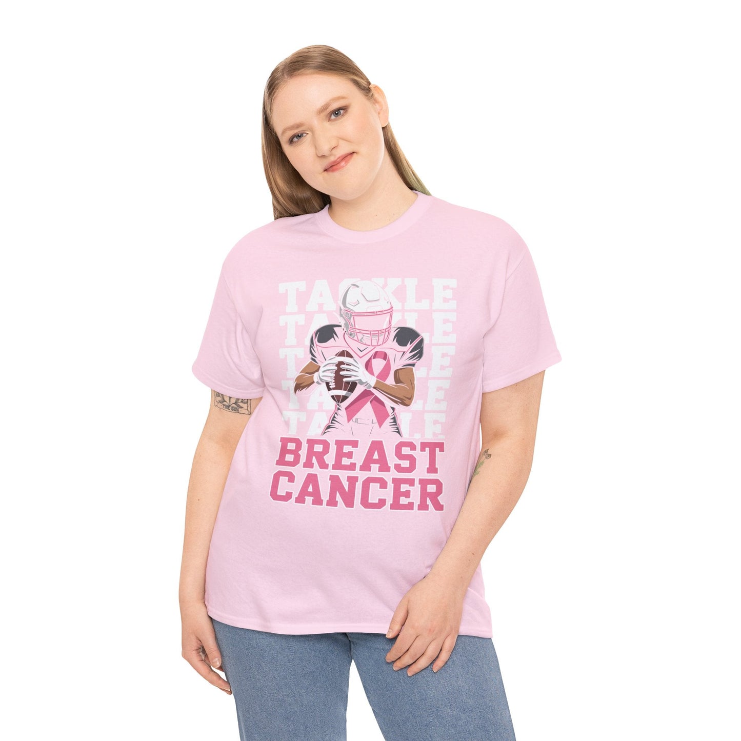 Tackle Football Breast Cancer Awareness Pink Ribbon T-Shirt