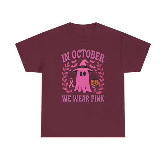 In October We Wear Pink Breast Cancer Awareness Halloween T-Shirt