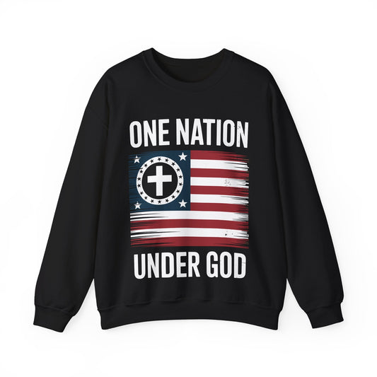 One Nation Under God Flag 4th Of July Patriotic Christian Sweatshirt