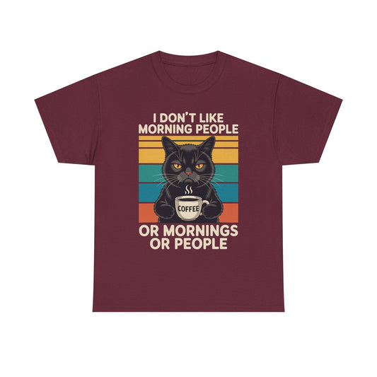 I Hate Morning People And Mornings And People Coffee Cat T-Shirt