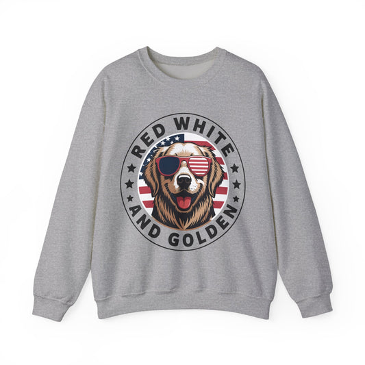 Red White Golden Retriever American Flag 4th of July Gift Sweatshirt