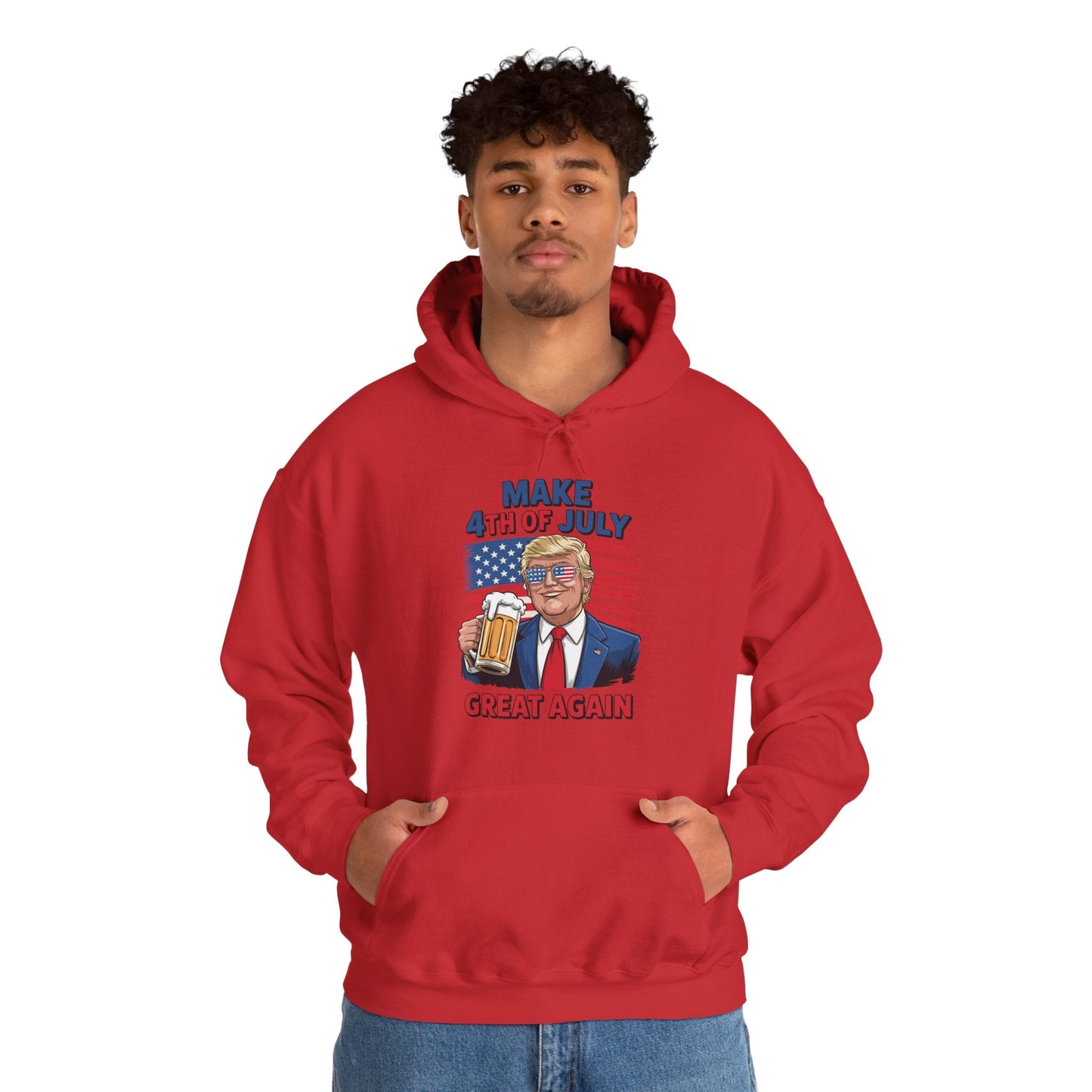 Funny Trump Make 4th Of July Great Again Drinking Beer Hoodie