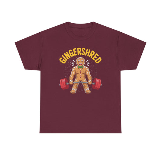 Funny Gingershred Gingerbread Man Gym Bodybuilding Christmas T-Shirt
