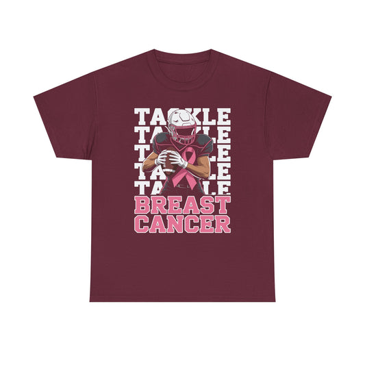 Tackle Football Breast Cancer Awareness Pink Ribbon T-Shirt