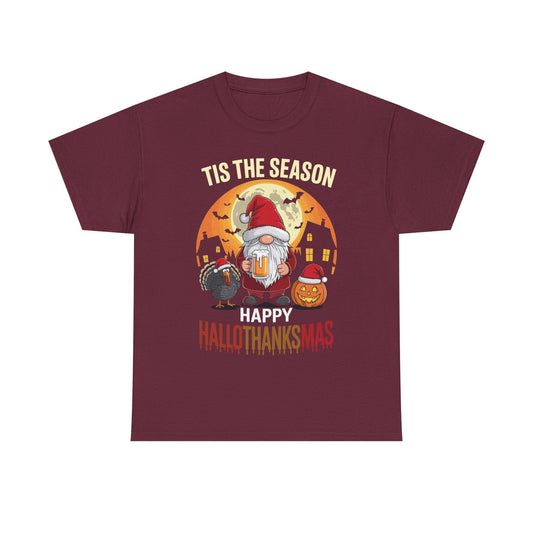 Happy Hallothanksmas Halloween Thanksgiving Merry Christmas T-Shirt