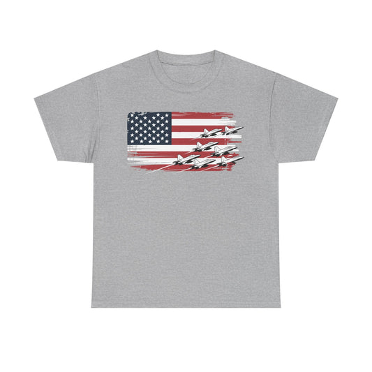 Patriotic Red White Blue USA Flag Fighter Jets 4th of July T-Shirt