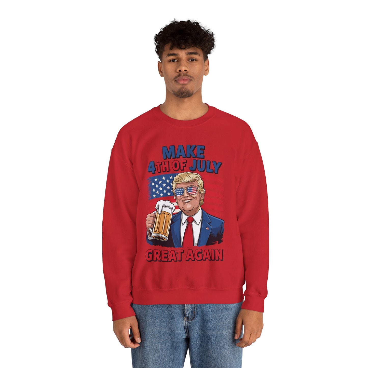 Trump Make 4th of July Great Again Men Drinking Beer Funny Sweatshirt