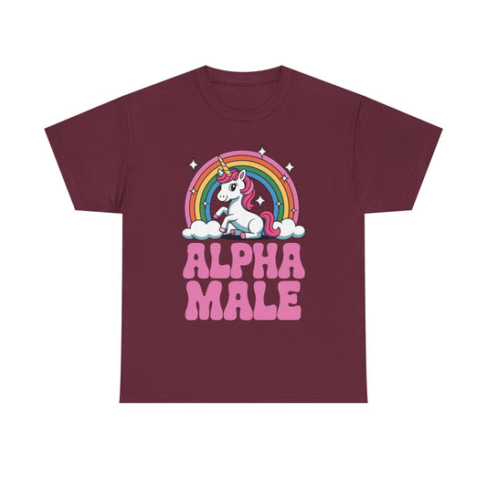 Funny Alpha Male Unicorn Sarcastic Ironic Weird Y2K Humor T-Shirt