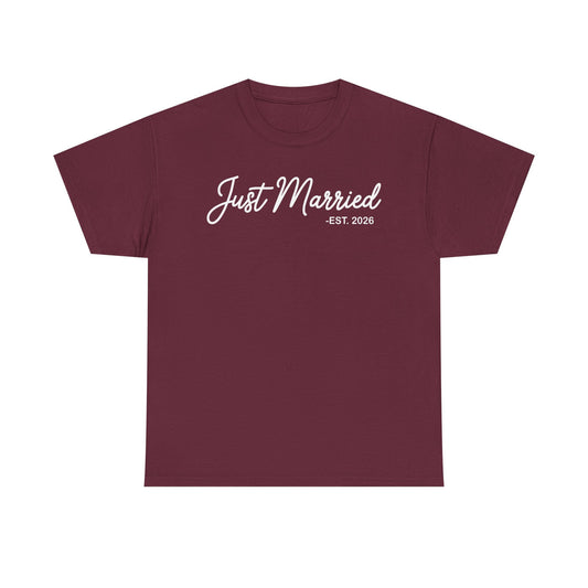 Just Married 2026 Honeymoon Wedding Couples Fiancee T-Shirt