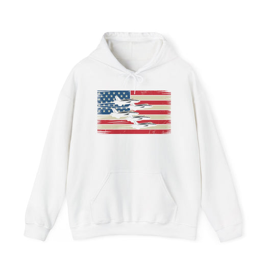 Vintage American Flag USA Fighter Jets 4th of July Patriotic Hoodie