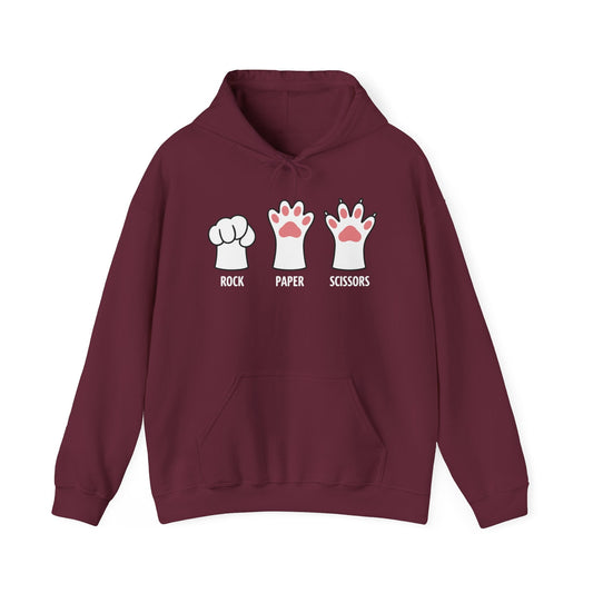 Funny Introvert Cat Animal Rescue Rock Paper Scissors Cute Paw Cat Hoodie