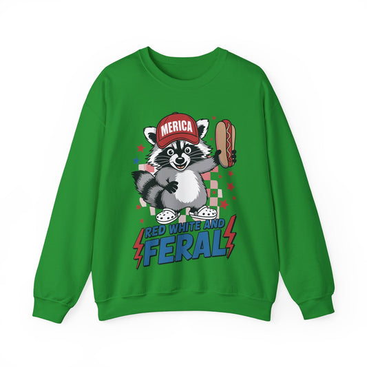 Red White And Feral Raccoon 4th of July Saying Meme Sweatshirt