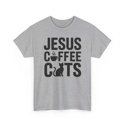 Christian Jesus, Coffee, Cats - Religous Cat Caffeine Lover T-Shirt