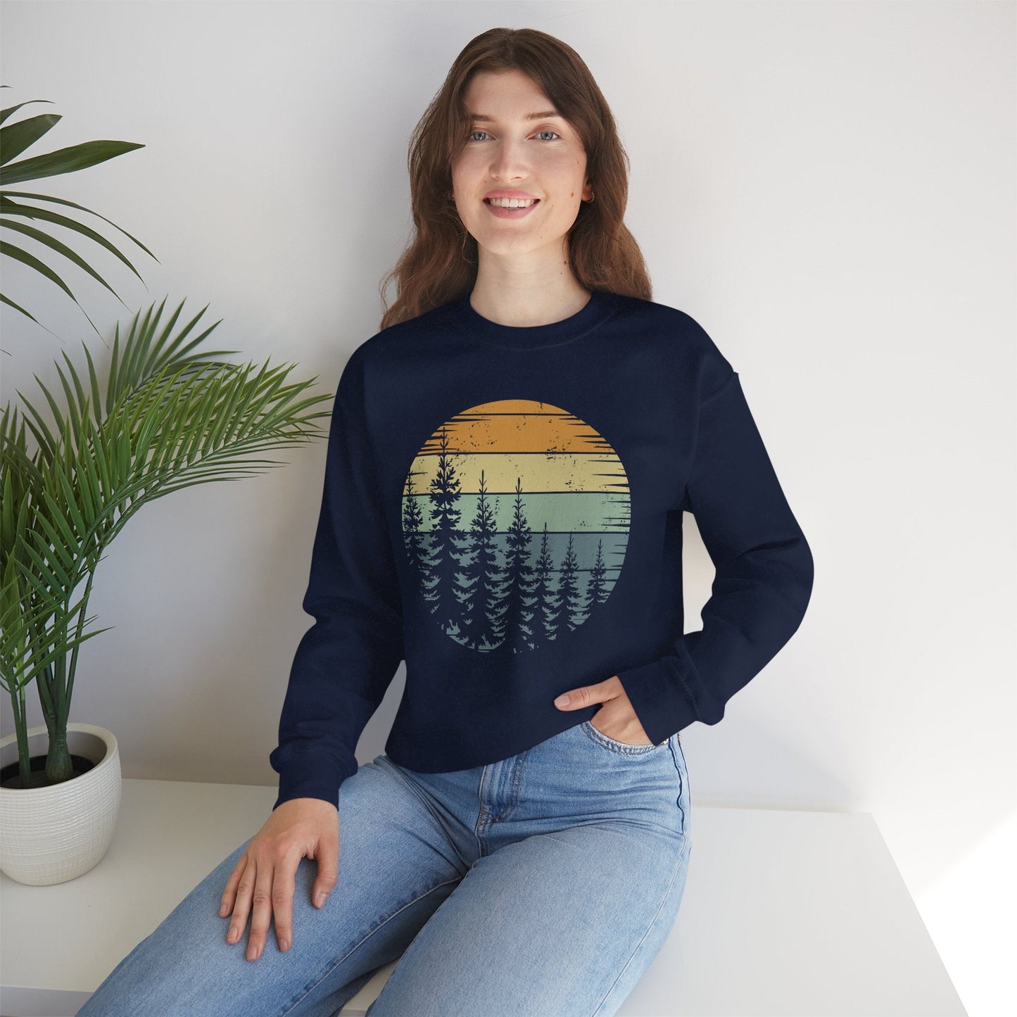 Retro Forest Trees Outdoors Nature Vintage Graphic Sweatshirt