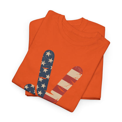 USA Flag Peace Sign Hand 4th of July Patriotic Men Boys T-Shirt