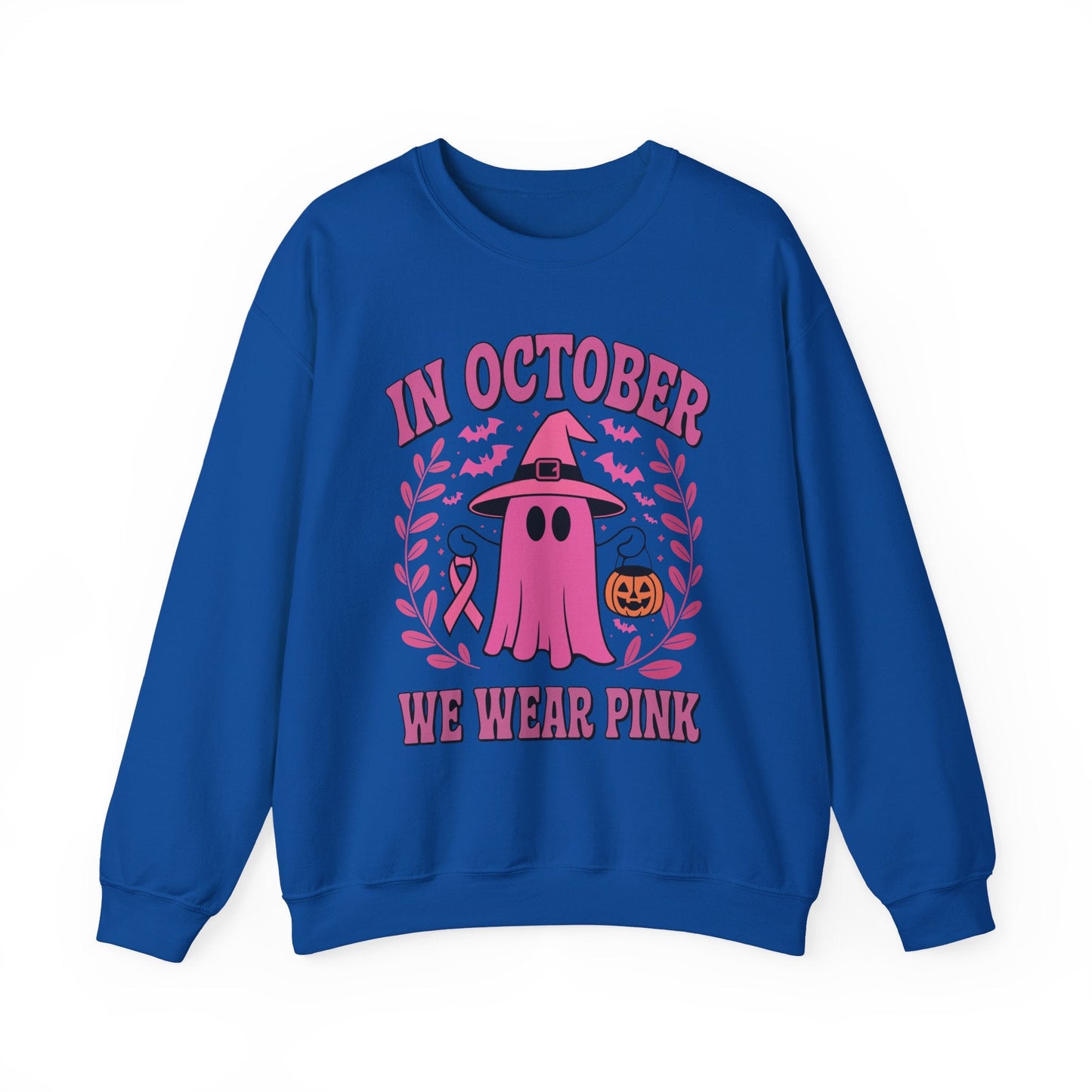In October We Wear Pink Breast Cancer Awareness Halloween Sweatshirt