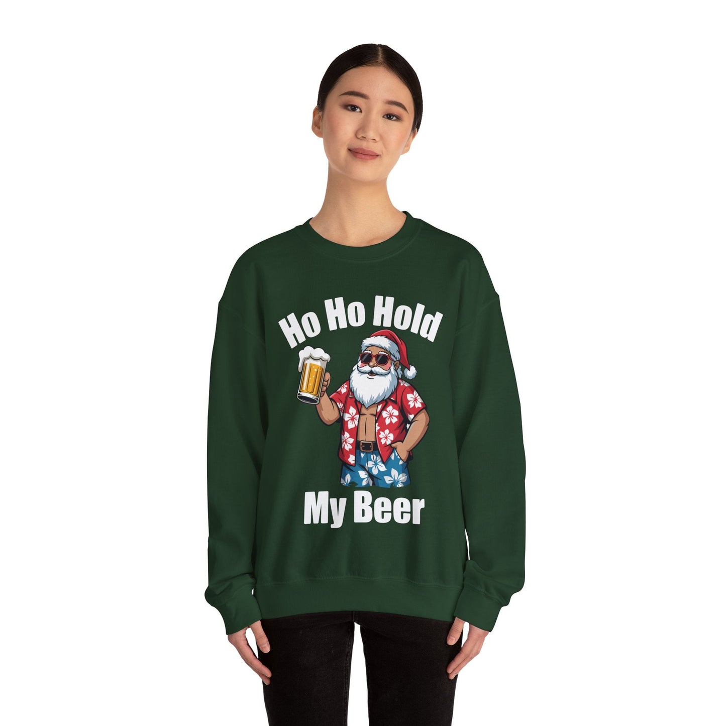 Funny Santa With Sunglasses And Beer Christmas in July Sweatshirt