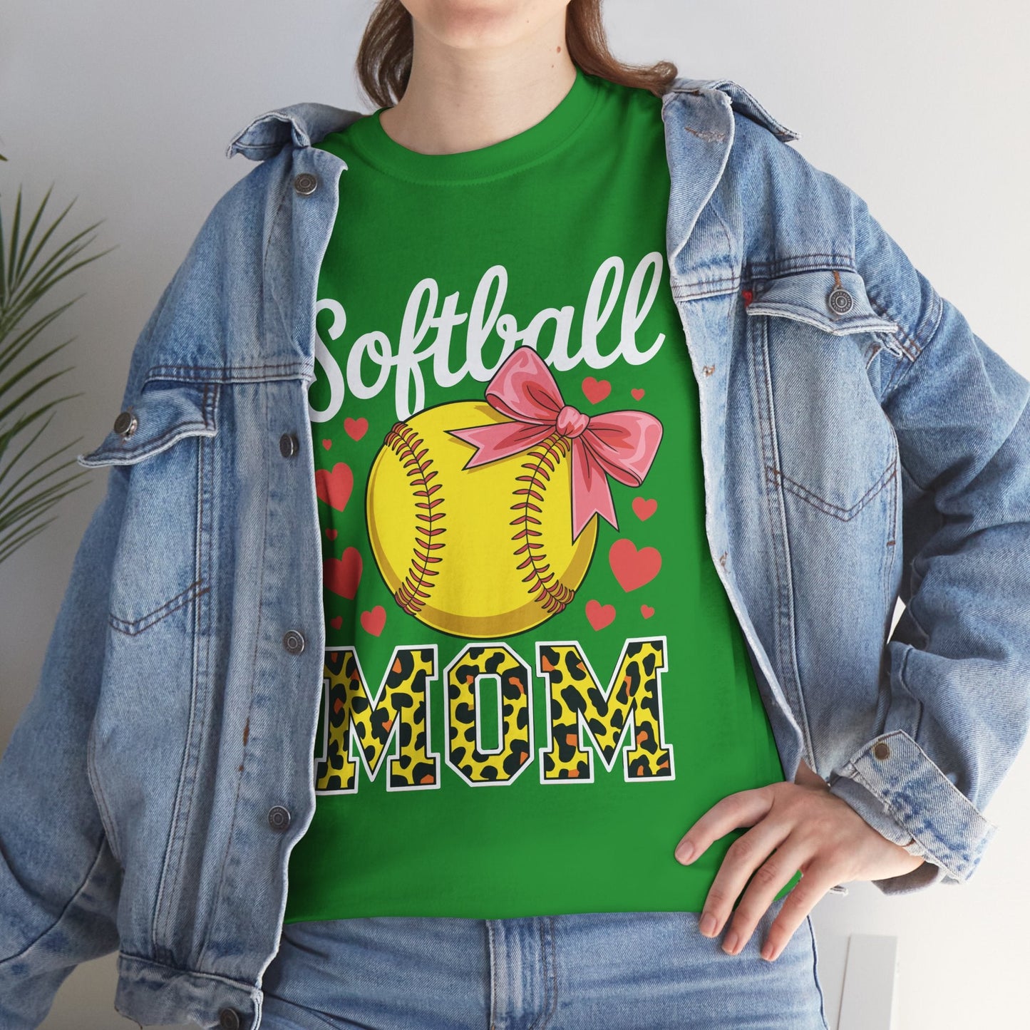 Softball Mom Headband Leopard Softball Ball Mothers Day Mama T-Shirt