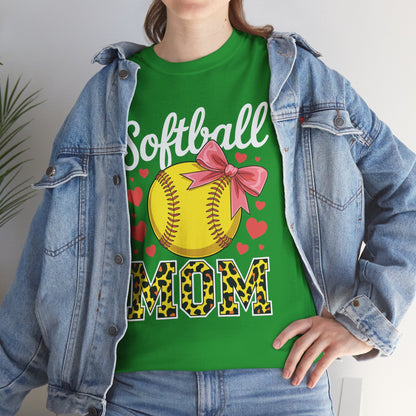 Softball Mom Headband Leopard Softball Ball Mothers Day Mama T-Shirt