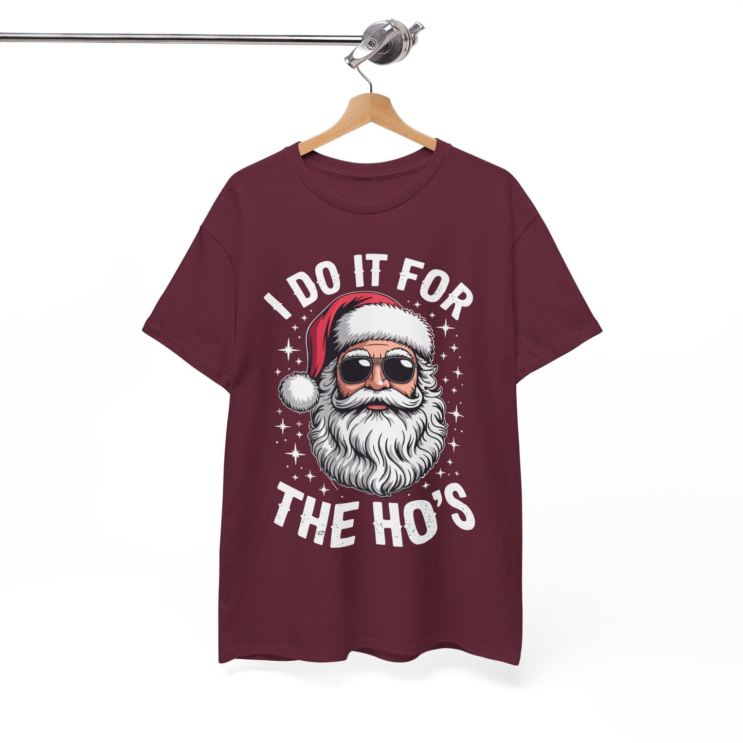 I Do It For The Ho's Funny Inappropriate Christmas Santa T-Shirt