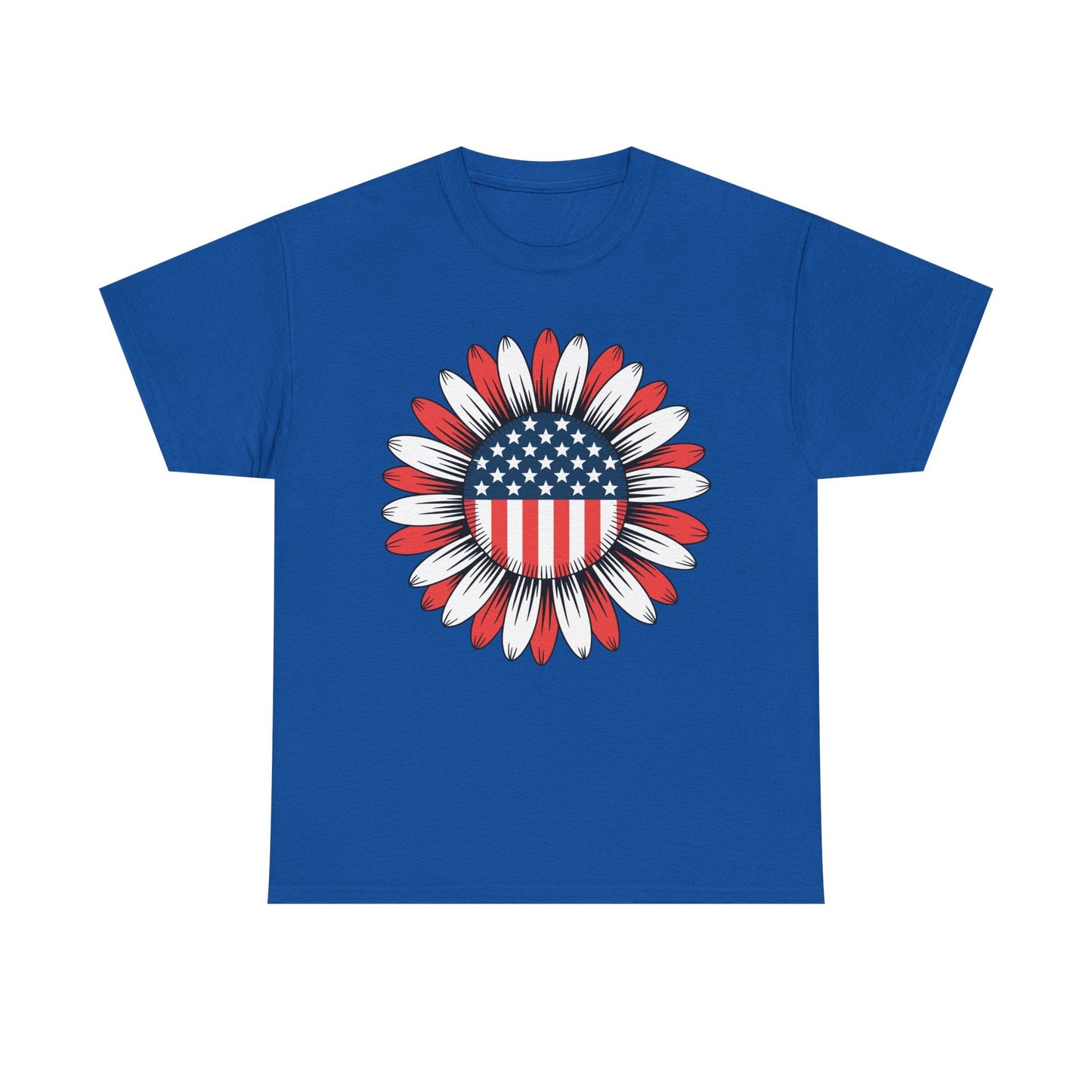 Sunflower American Flag 4th of July Women Men Merica USA T-Shirt