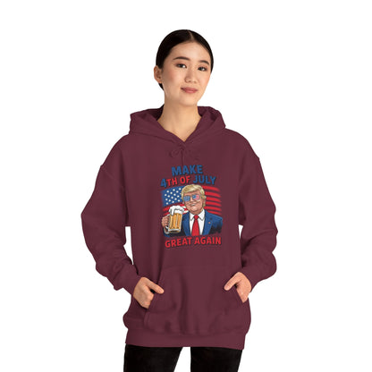 Funny Trump Make 4th Of July Great Again Drinking Beer Hoodie