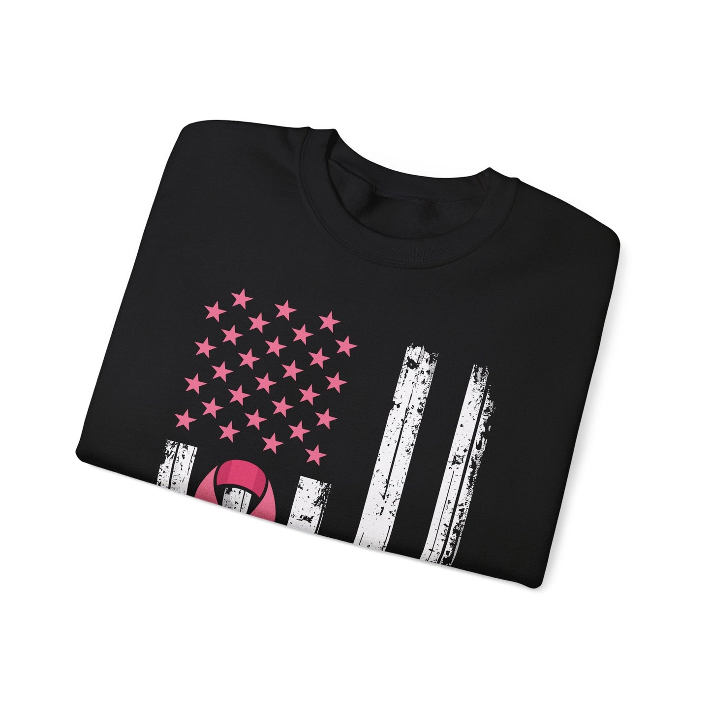 No One Fights Breast Cancer Alone American Flag Pink Ribbon Sweatshirt