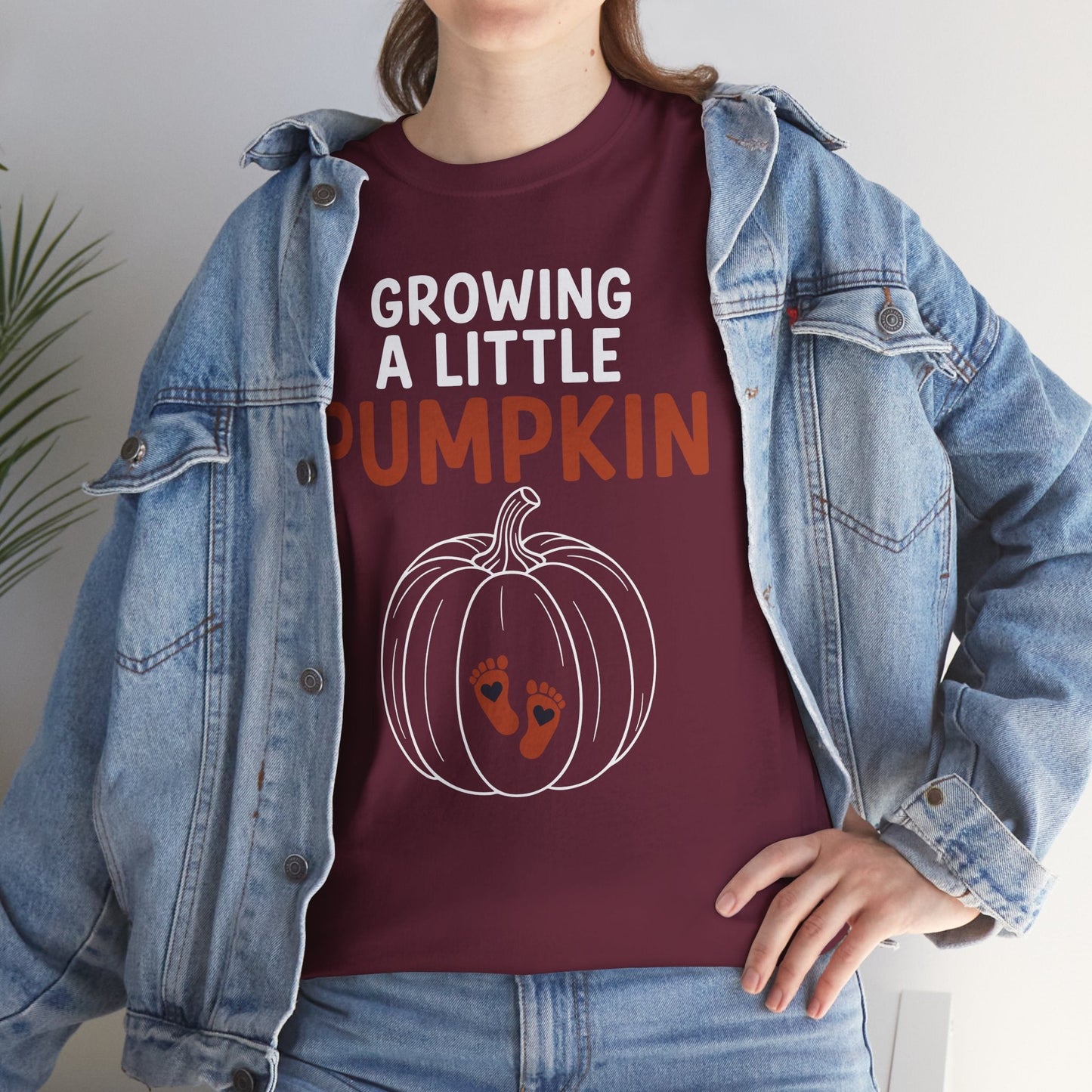 Growing A Little Pumpkin Fall Thanksgiving Baby Bump Wife T-Shirt