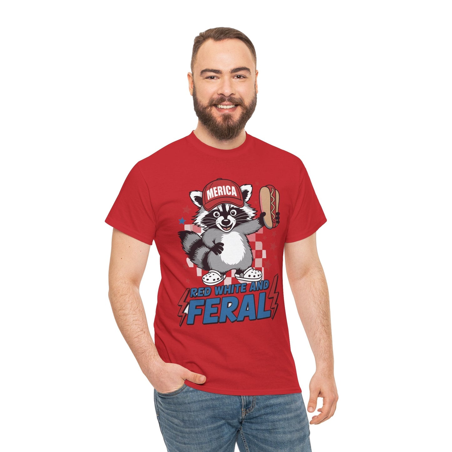 Red White And Feral Raccoon 4th of July Saying Meme T-Shirt
