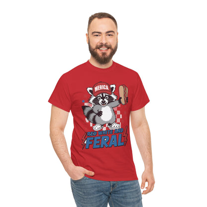 Red White And Feral Raccoon 4th of July Saying Meme T-Shirt