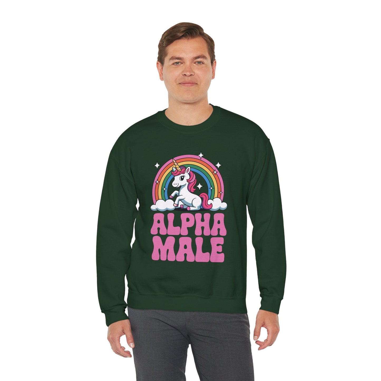 Funny Alpha Male Unicorn Sarcastic Ironic Weird Y2K Humor Sweatshirt