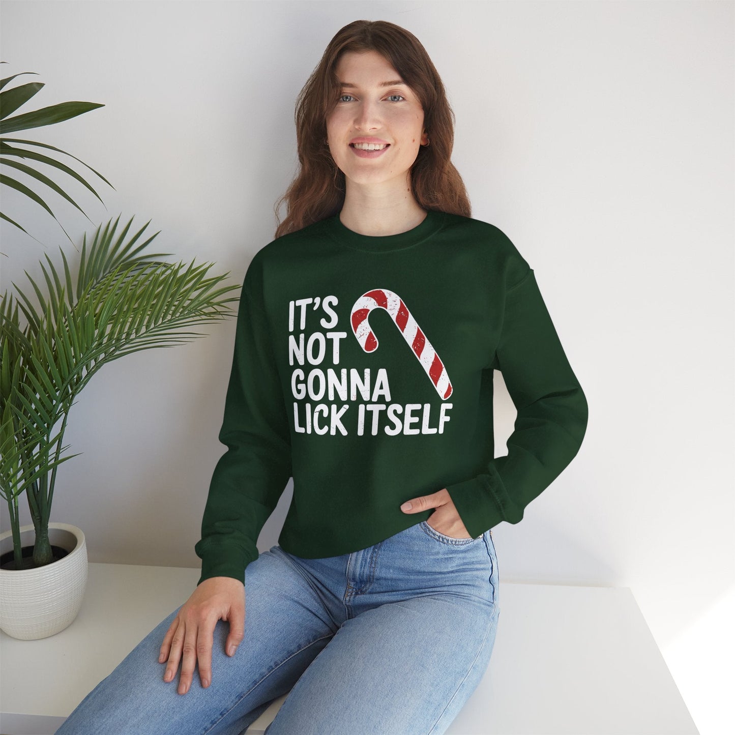 Funny Candy Cane Lick Itself Adult Christmas in July Gift Sweatshirt