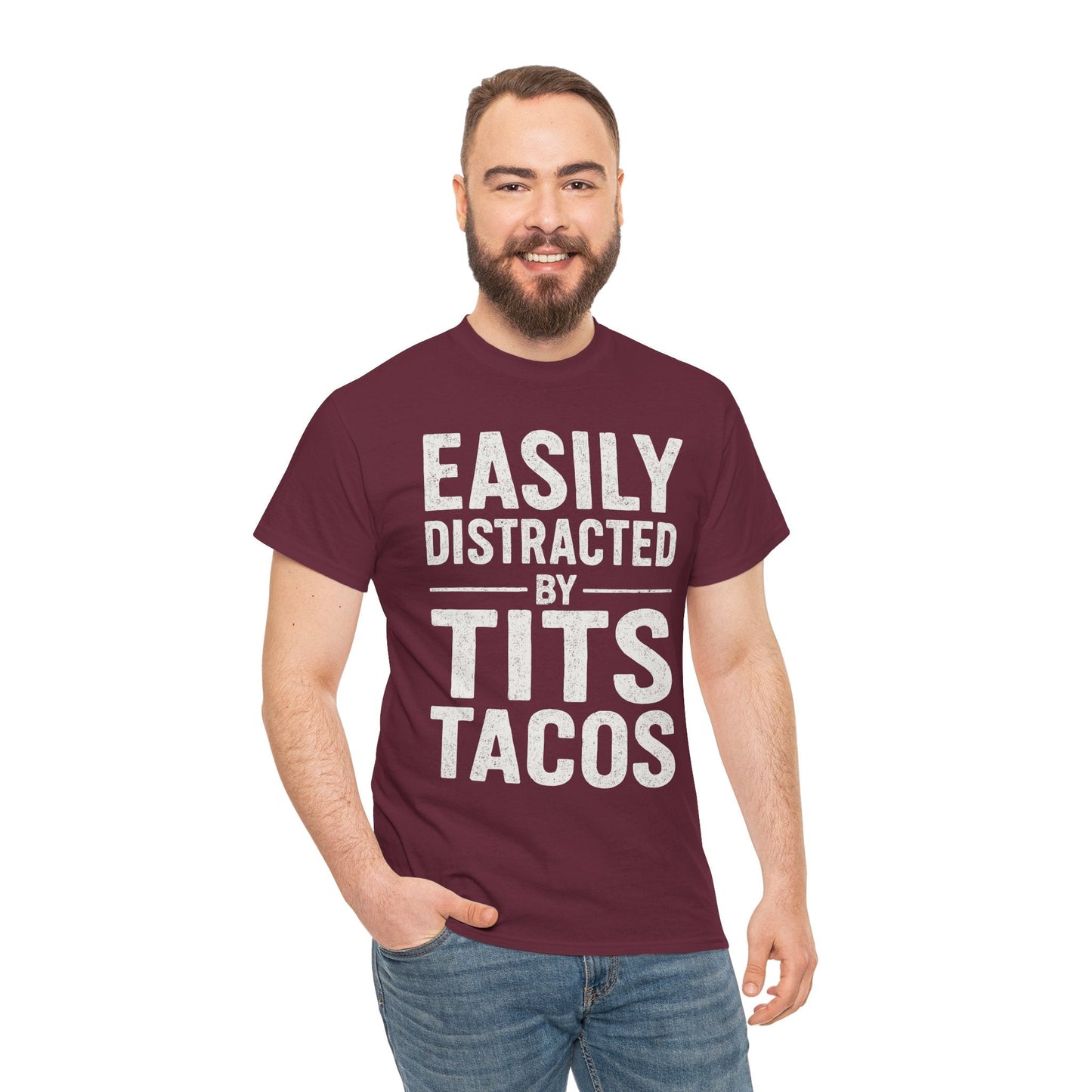 Men's Easily Distracted By Tits and Tacos Adult Humor Gift T-Shirt