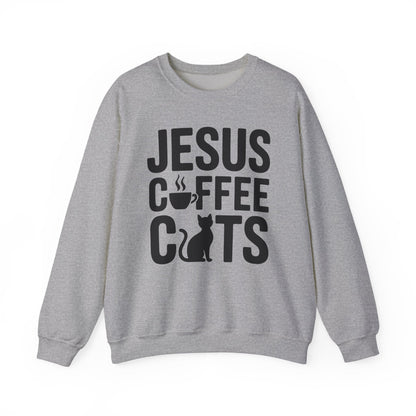 Christian Jesus, Coffee, Cats - Religous Cat Caffeine Lover Sweatshirt
