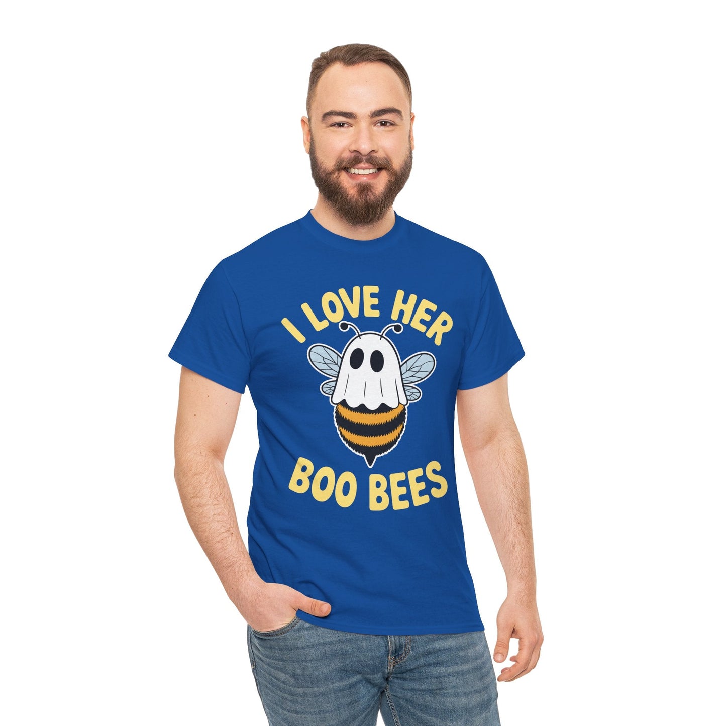 I Love Her Boo Bees Couples Halloween Adult Costume His Men T-Shirt