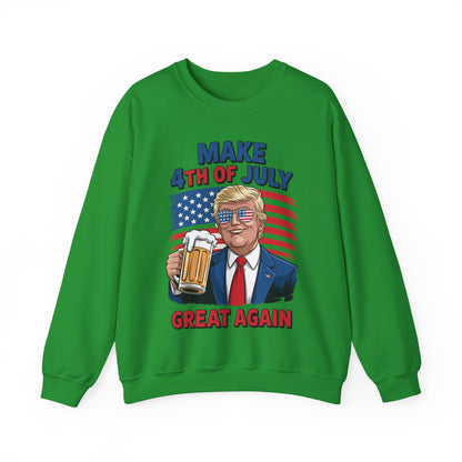 Funny Trump Make 4th Of July Great Again Drinking Beer Sweatshirt