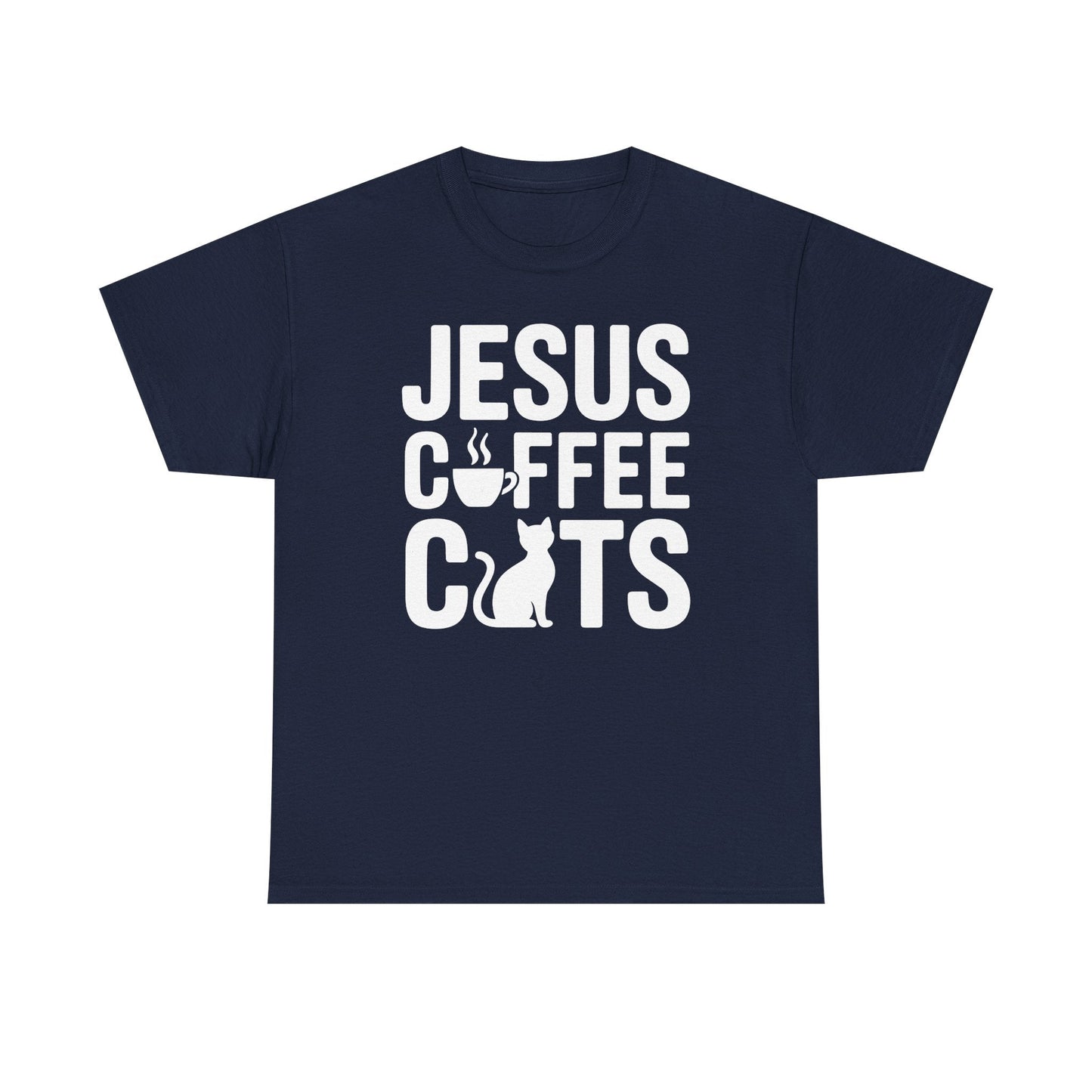 Christian Jesus, Coffee, Cats - Religous Cat Caffeine Lover T-Shirt