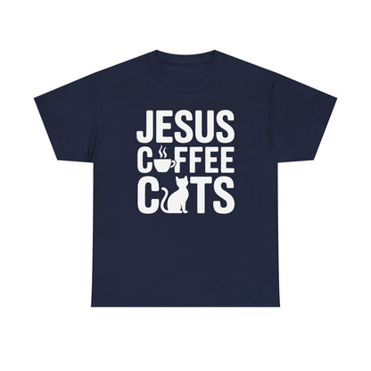 Christian Jesus, Coffee, Cats - Religous Cat Caffeine Lover T-Shirt