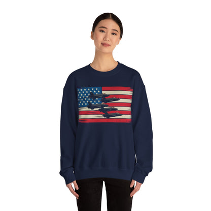 Vintage American Flag USA Fighter Jets 4th of July Patriotic Sweatshirt