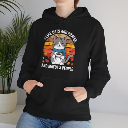 I Like Cats And Coffee And Maybe 3 People , Cats Lover Hoodie